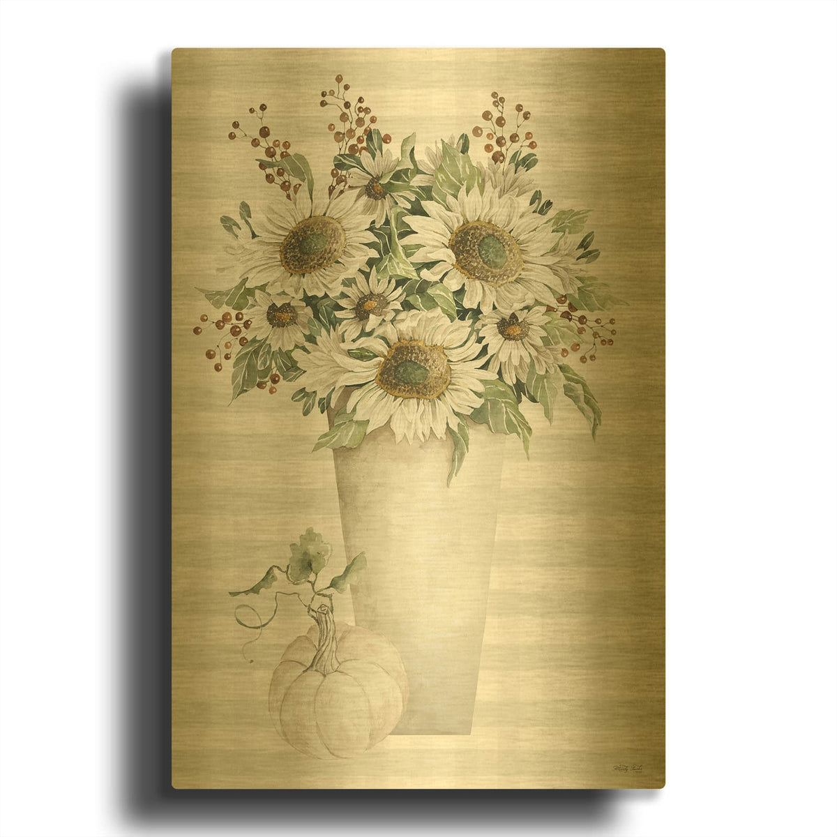 'Fall Sunflowers II' By Cindy Jacobs Gold Metal Wall Art