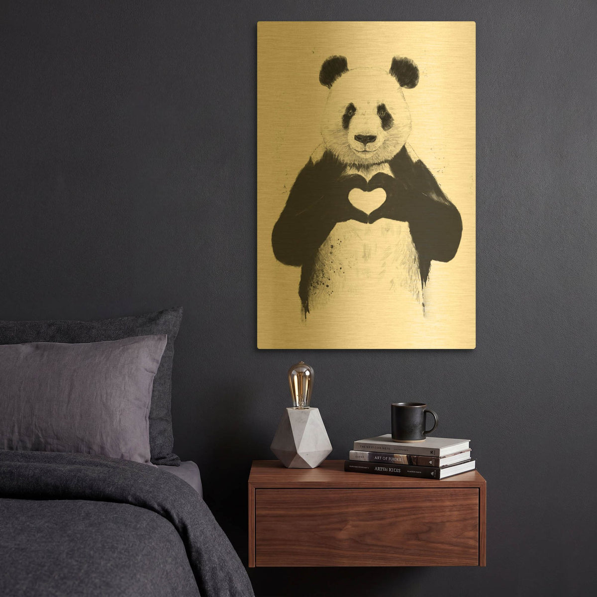 'All You Need Is Love' By Balazs Solti Gold Metal Wall Art