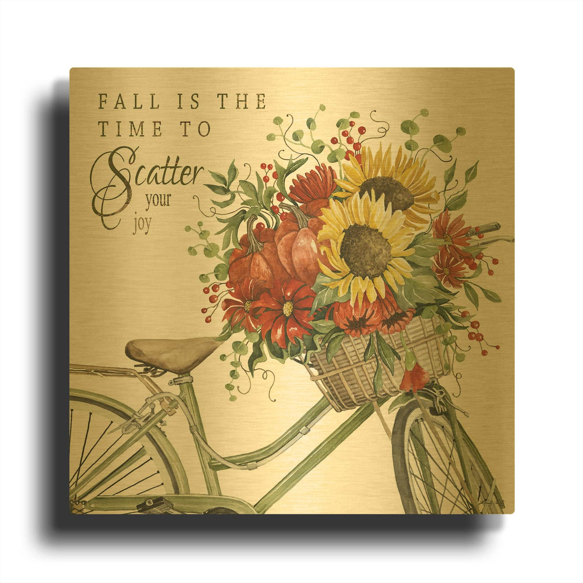 'Fall Is The Time To Scatter Your Joy' By Cindy Jacobs Gold Metal Wall Art