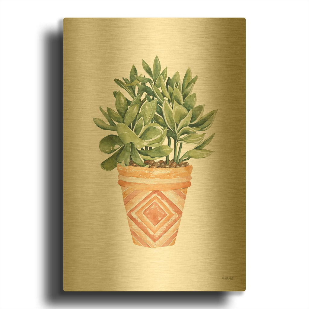 'Aztec Pot I' By Cindy Jacobs Gold Metal Wall Art
