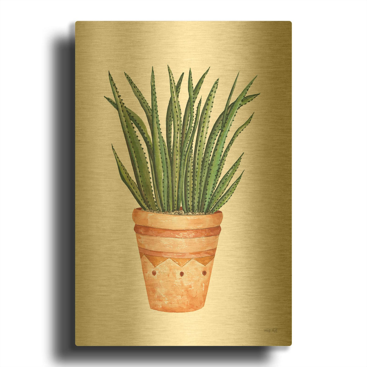 'Aztec Pot II' By Cindy Jacobs Gold Metal Wall Art