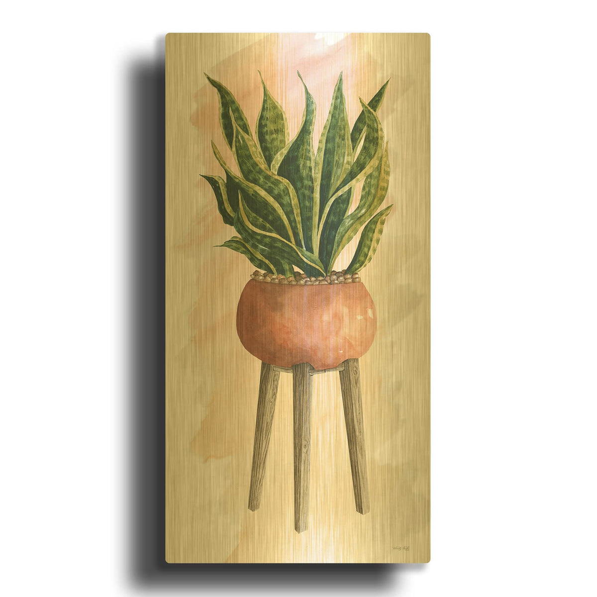 'Plant Stand Pot Of Flowers II' By Cindy Jacobs Gold Metal Wall Art
