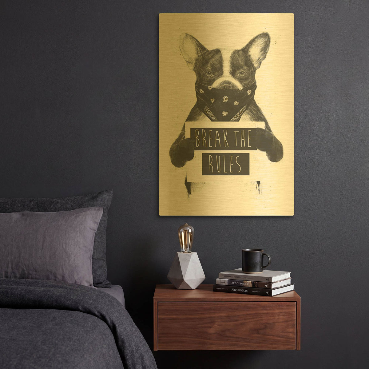 'Rebel Dog' By Balazs Solti Gold Metal Wall Art