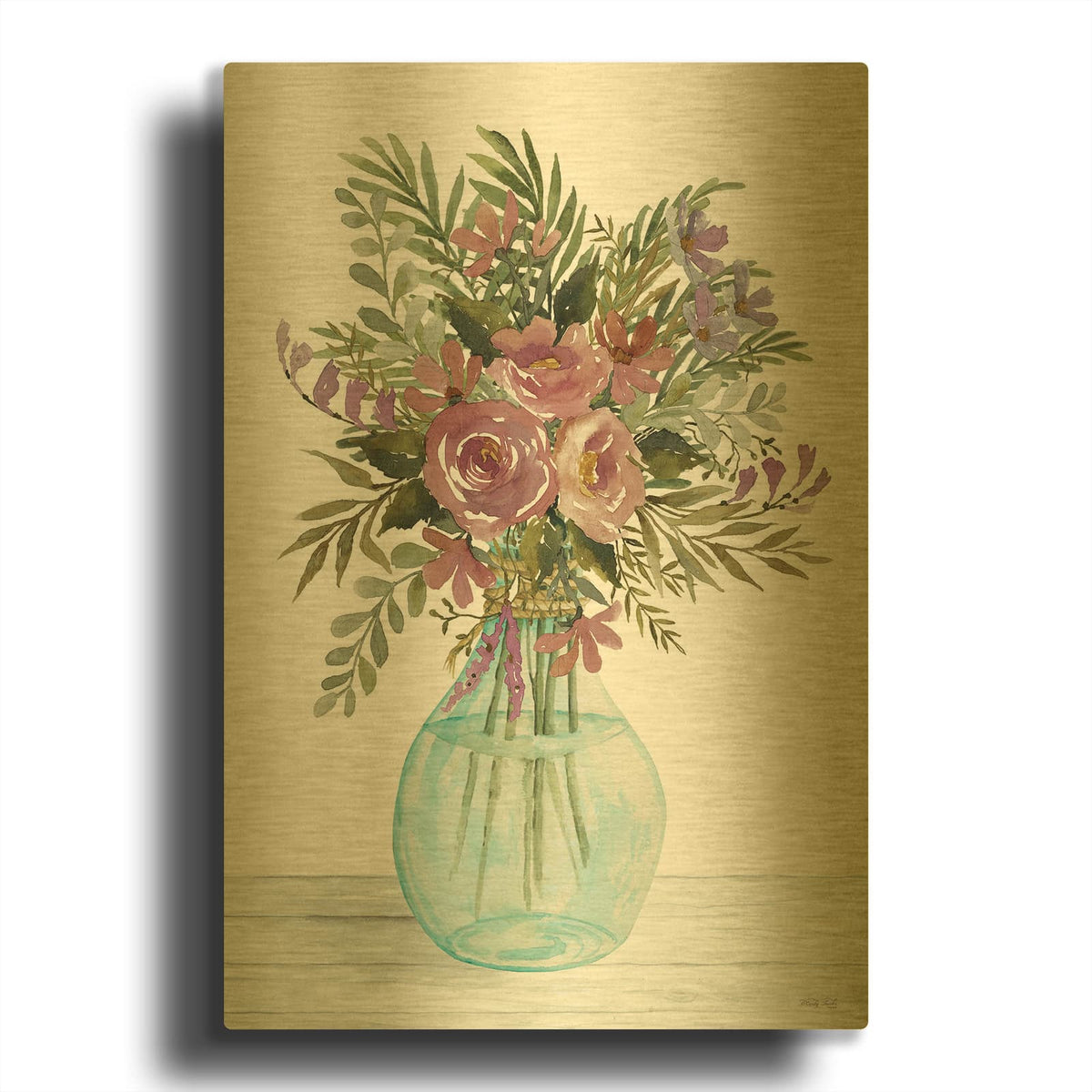 'Purple Blush Bouquet I' By Cindy Jacobs Gold Metal Wall Art