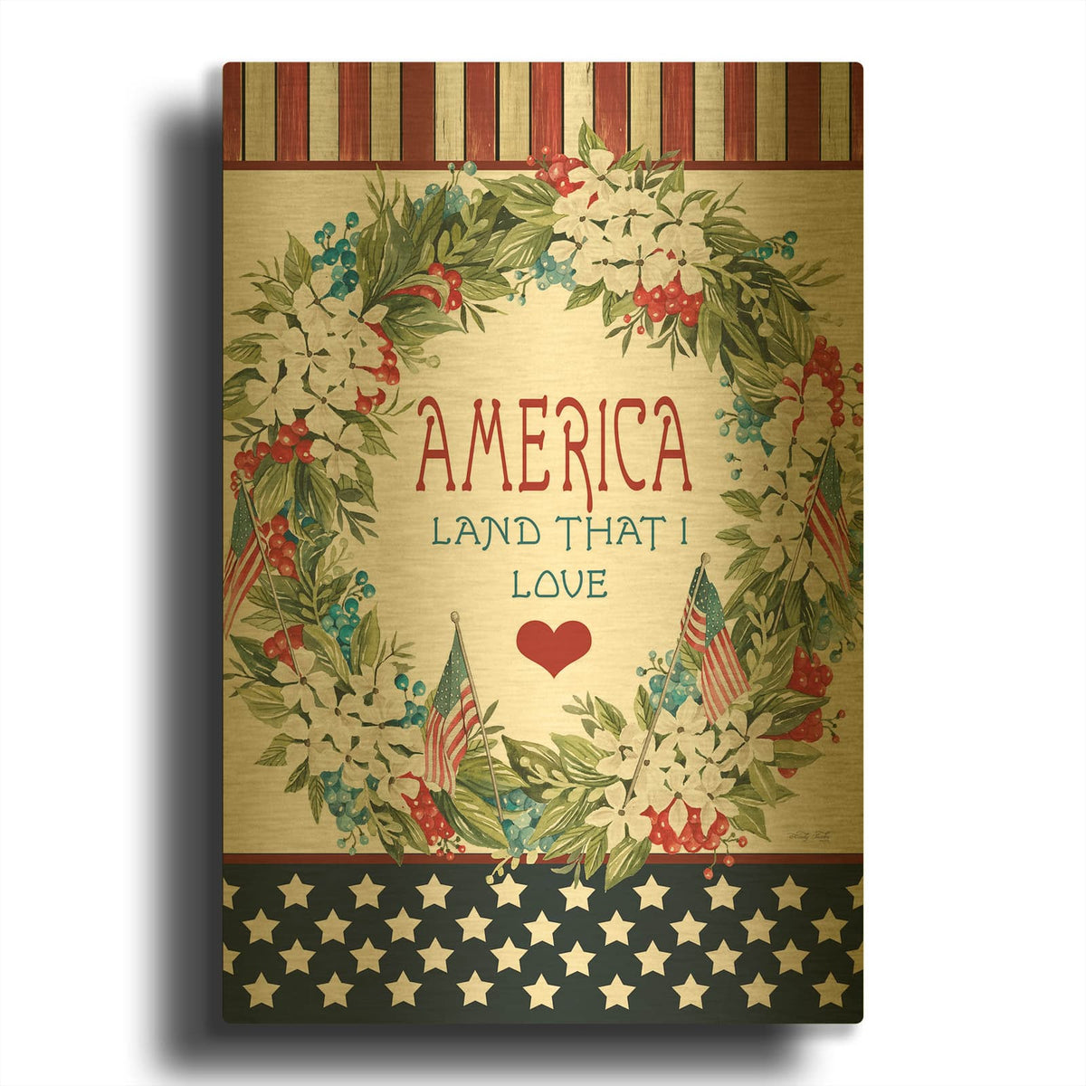 'Land That I Love' By Cindy Jacobs Gold Metal Wall Art