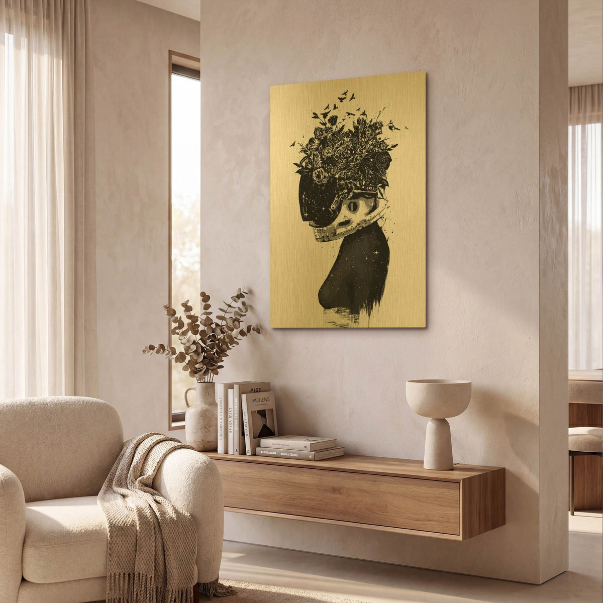 'Hybrid Girl' By Balazs Solti Gold Metal Wall Art