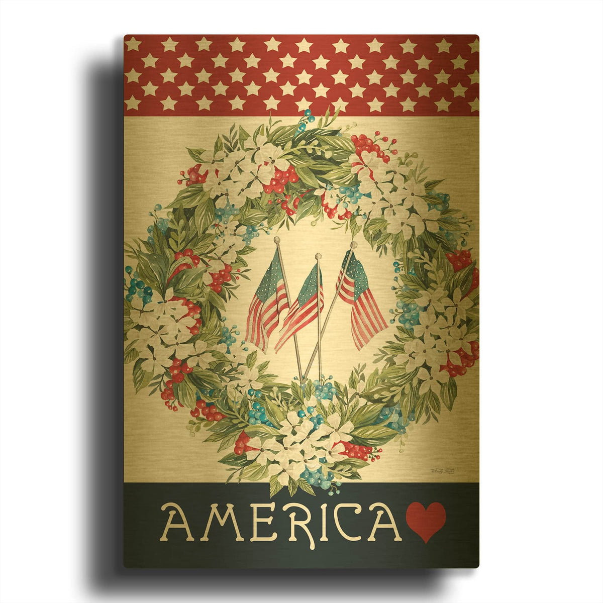 'America Love' By Cindy Jacobs Gold Metal Wall Art