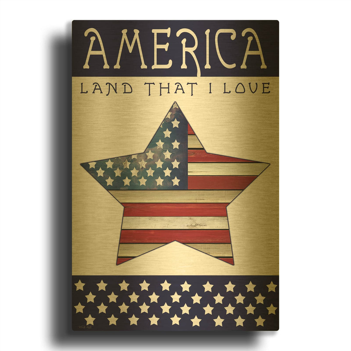 'Land That I Love Star' By Cindy Jacobs Gold Metal Wall Art