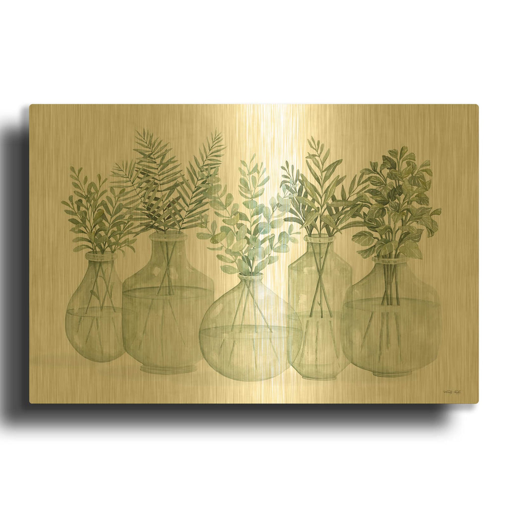 'Simply Sage I' By Cindy Jacobs Gold Metal Wall Art