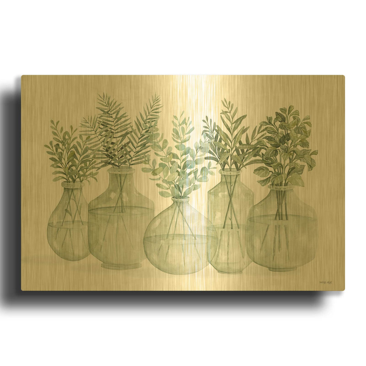 'Simply Sage I' By Cindy Jacobs Gold Metal Wall Art