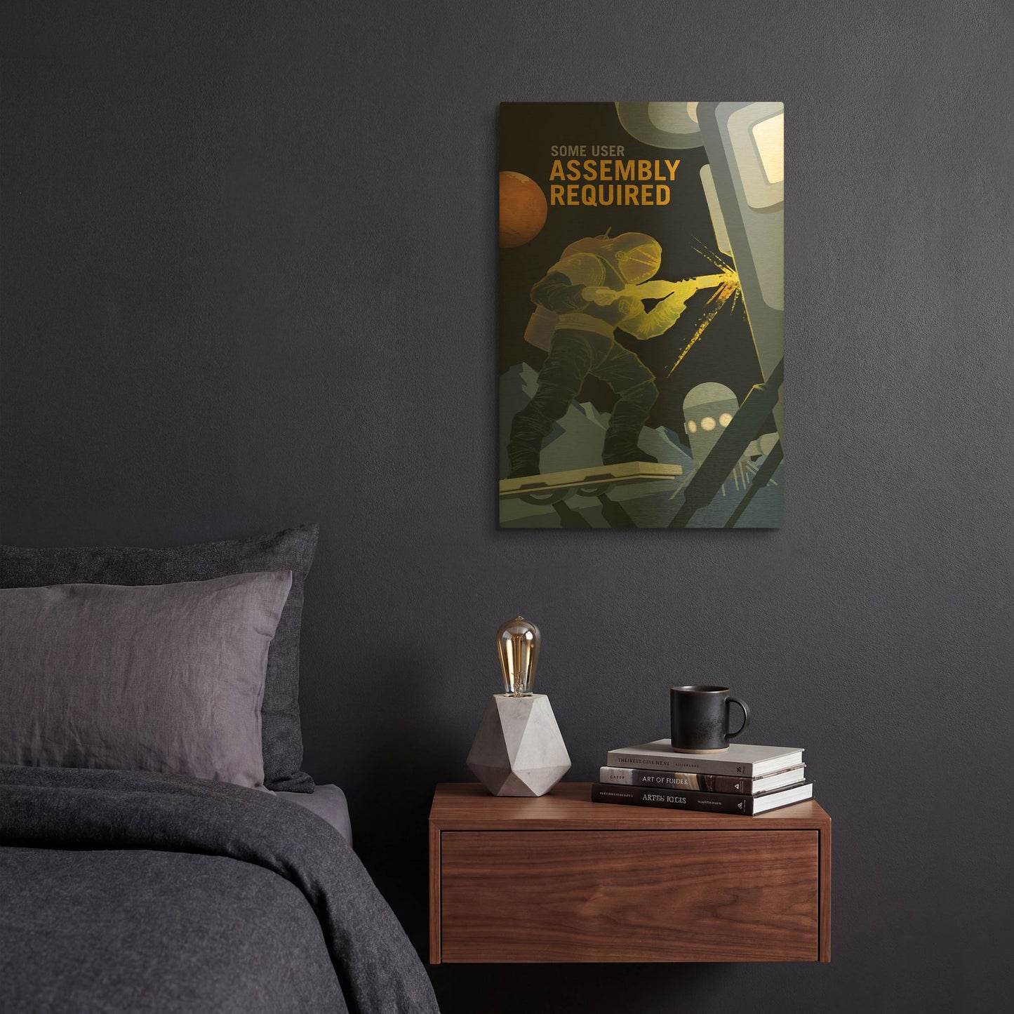 'P07 Some User Assembly Required Nasa Recruitment Poster' By NASA Posters Gold Metal Wall Art