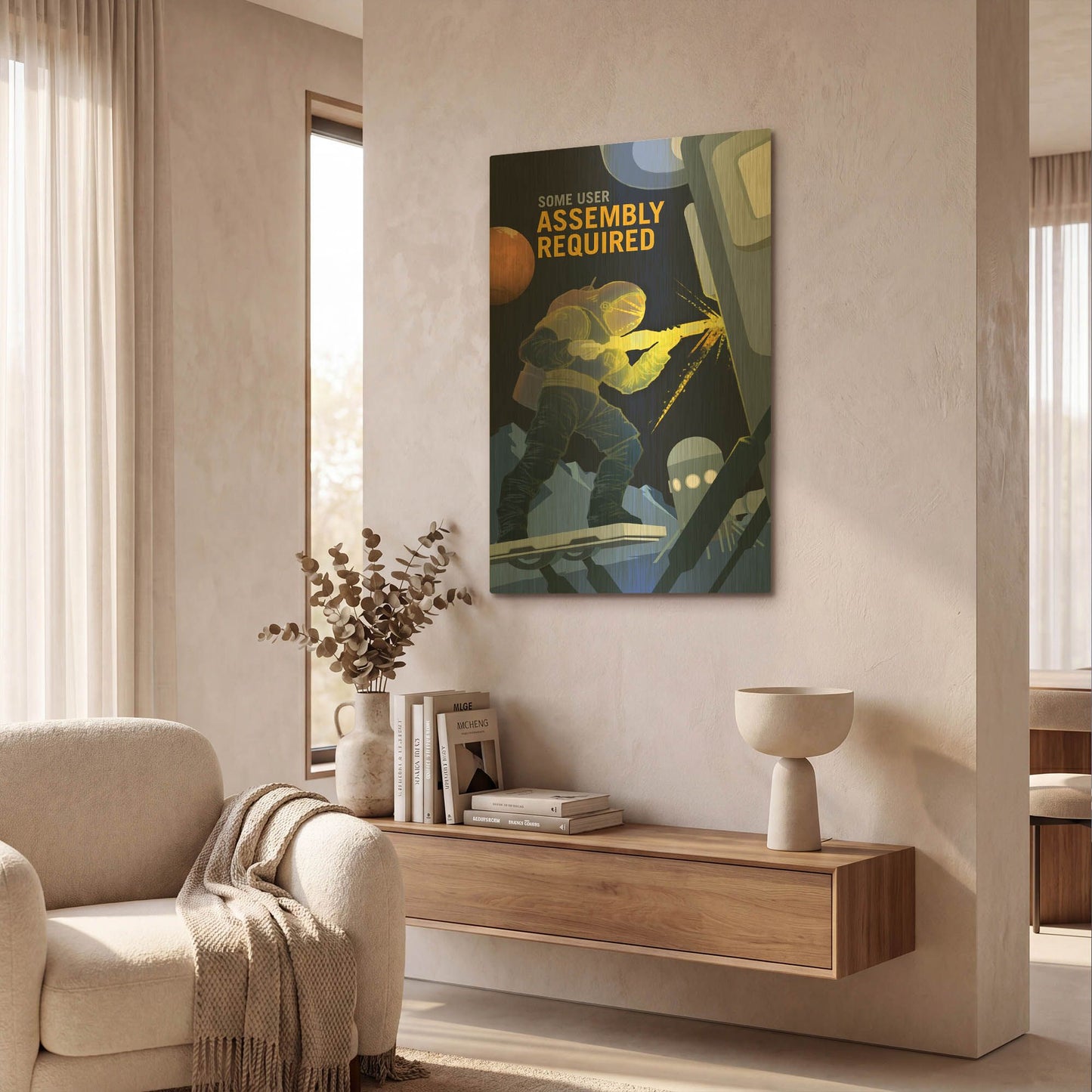 'P07 Some User Assembly Required Nasa Recruitment Poster' By NASA Posters Gold Metal Wall Art