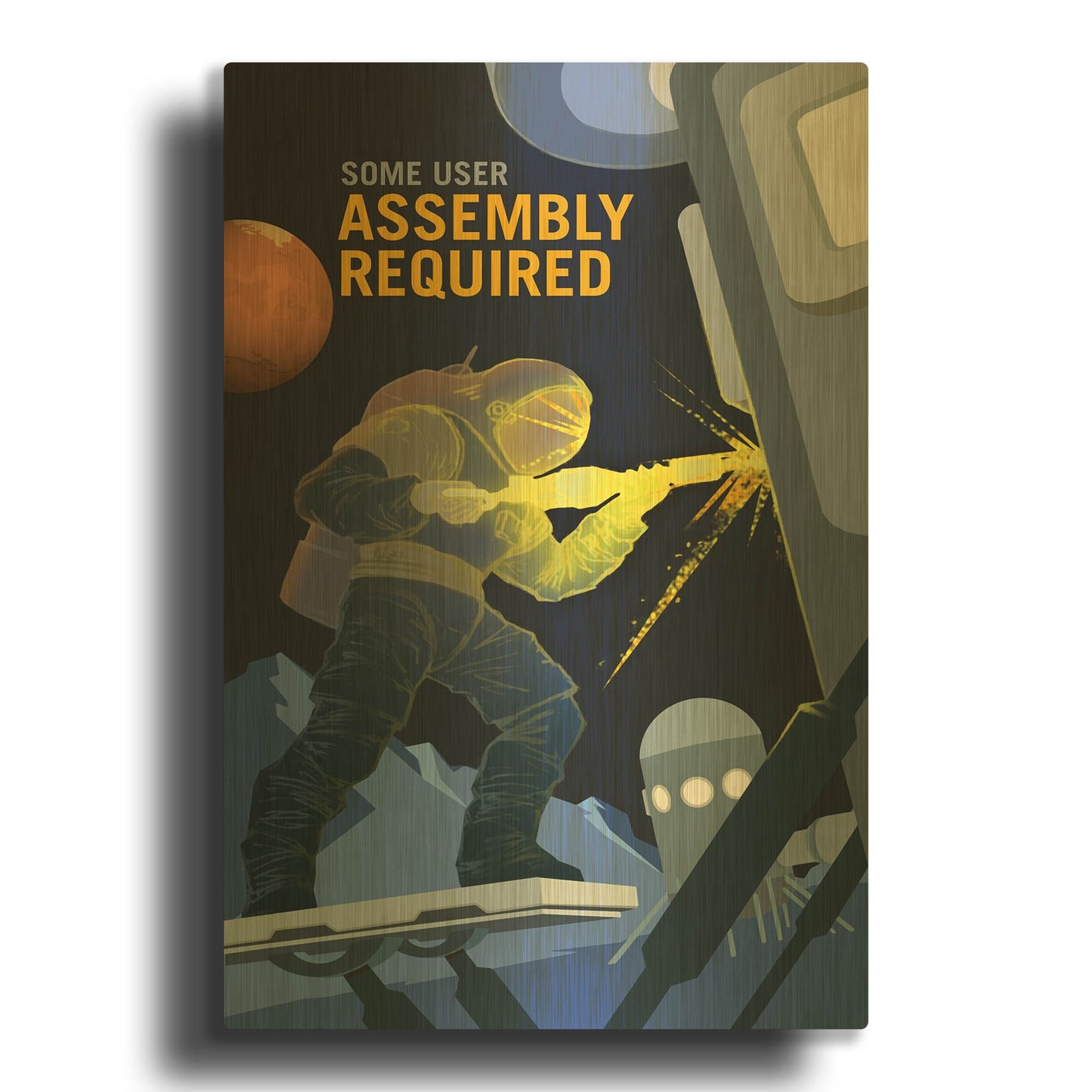 'P07 Some User Assembly Required Nasa Recruitment Poster' By NASA Posters Gold Metal Wall Art