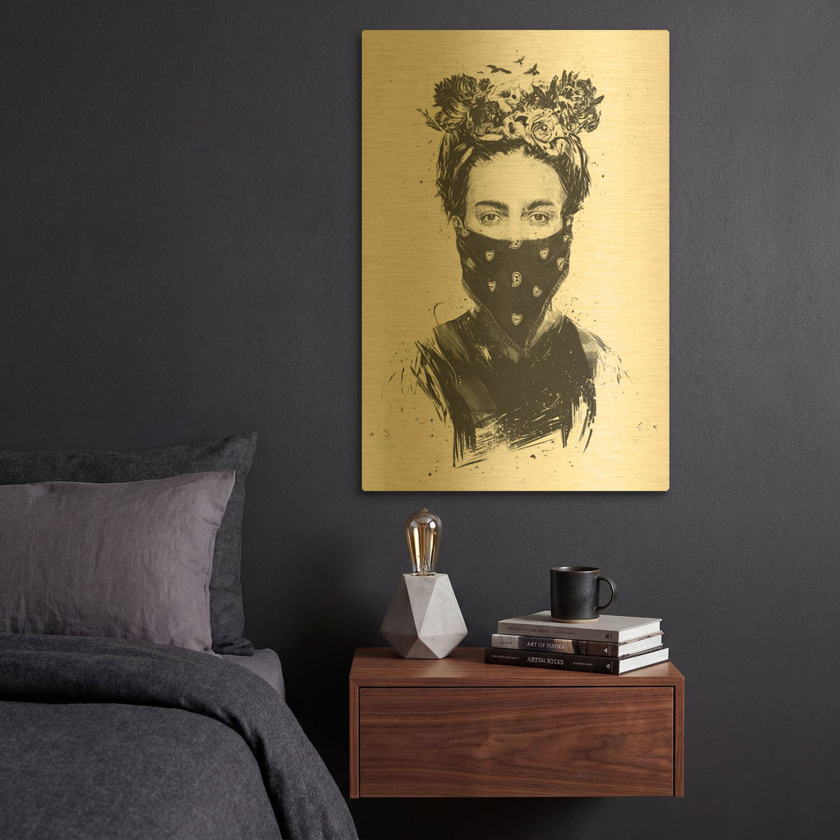 'Rebel Girl' By Balazs Solti Gold Metal Wall Art