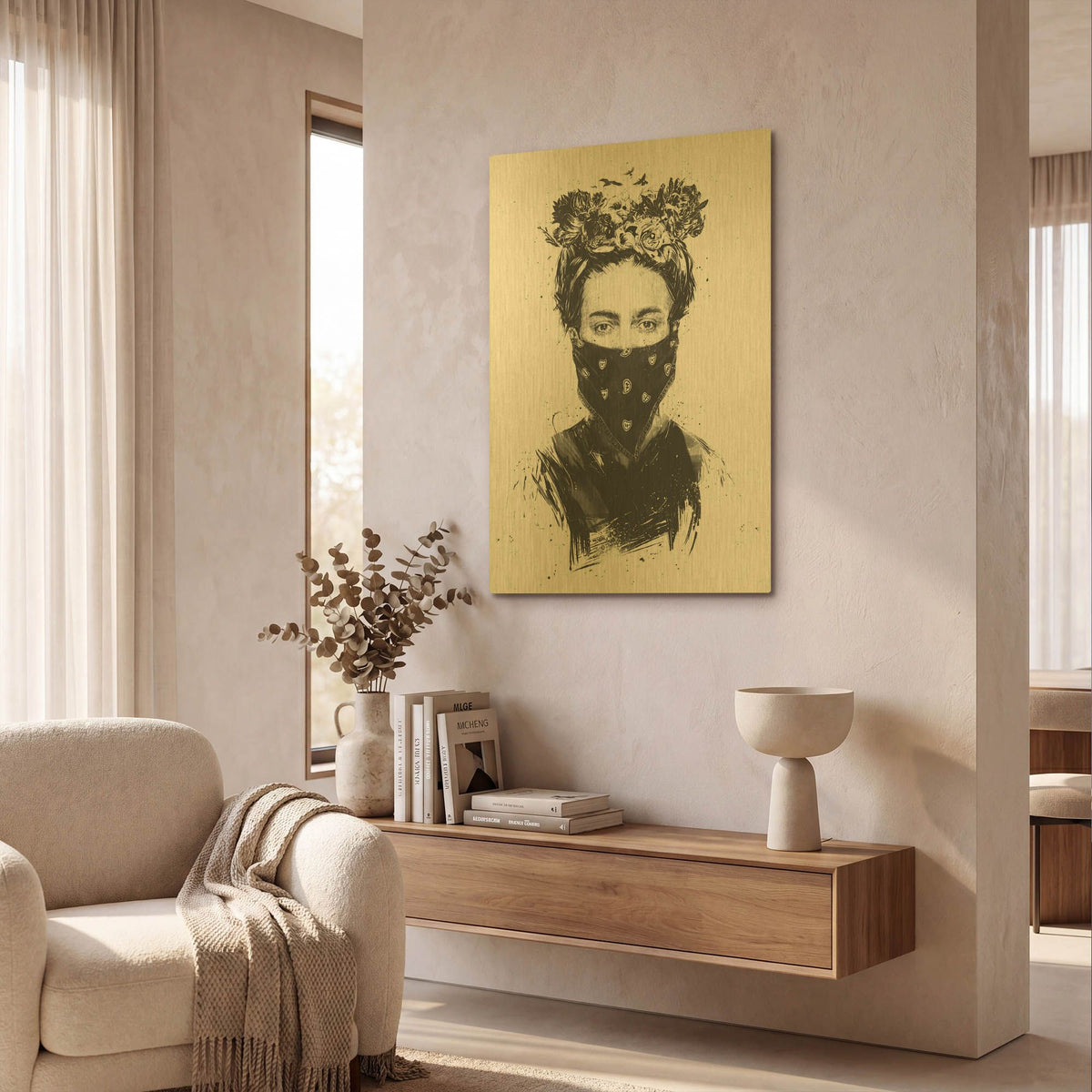 'Rebel Girl' By Balazs Solti Gold Metal Wall Art
