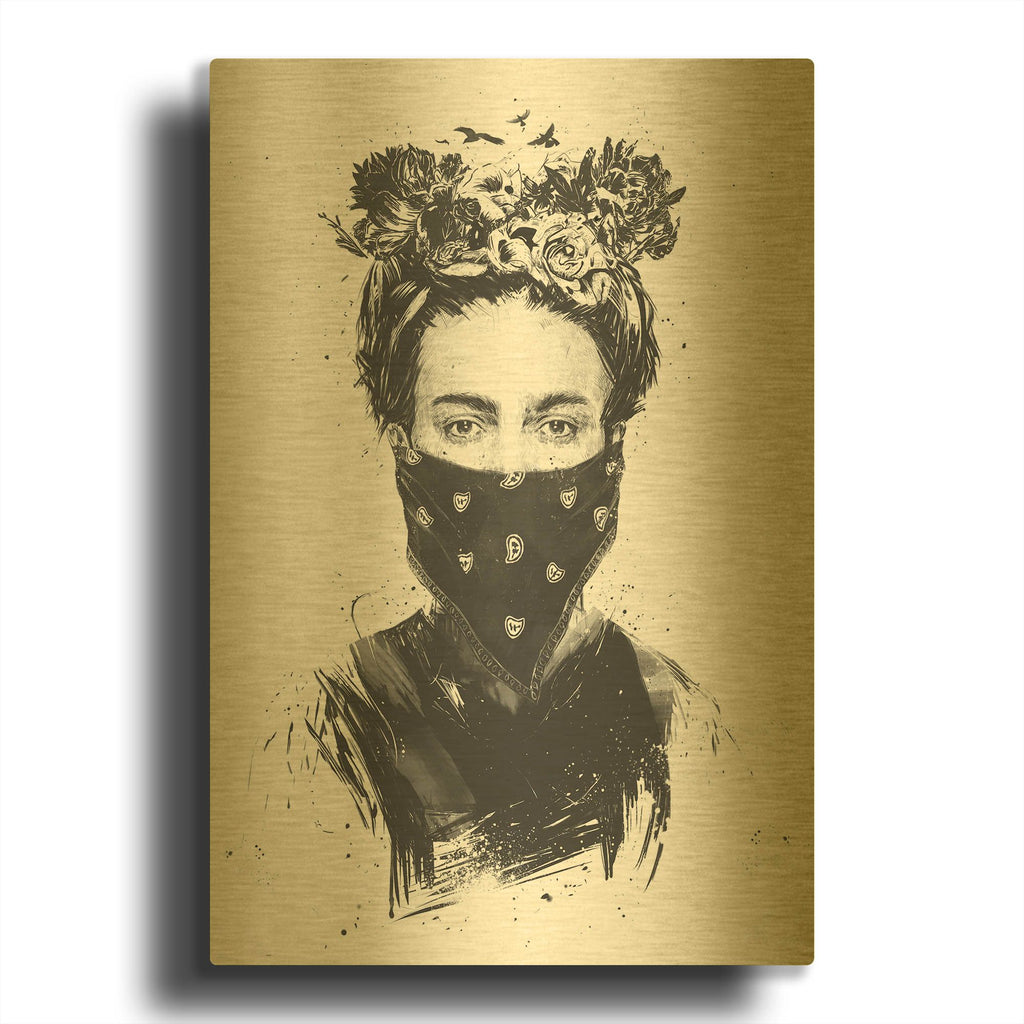 'Rebel Girl' By Balazs Solti Gold Metal Wall Art