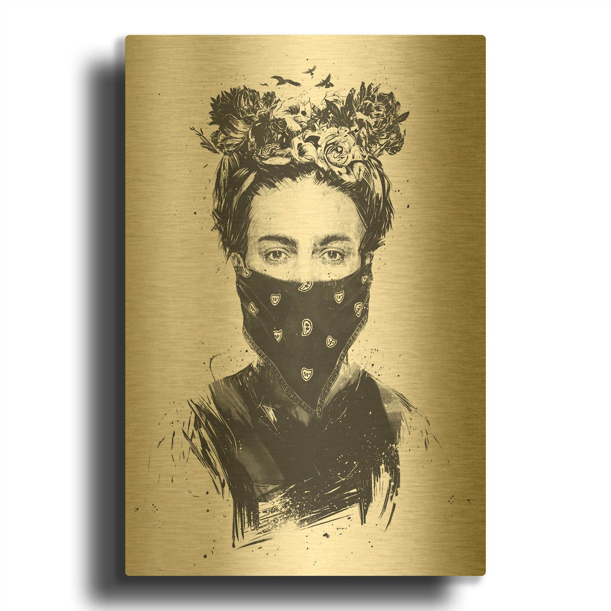 'Rebel Girl' By Balazs Solti Gold Metal Wall Art