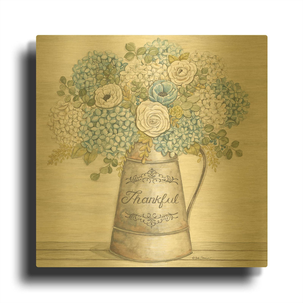 'Thankful' By Deb Strain Gold Metal Wall Art