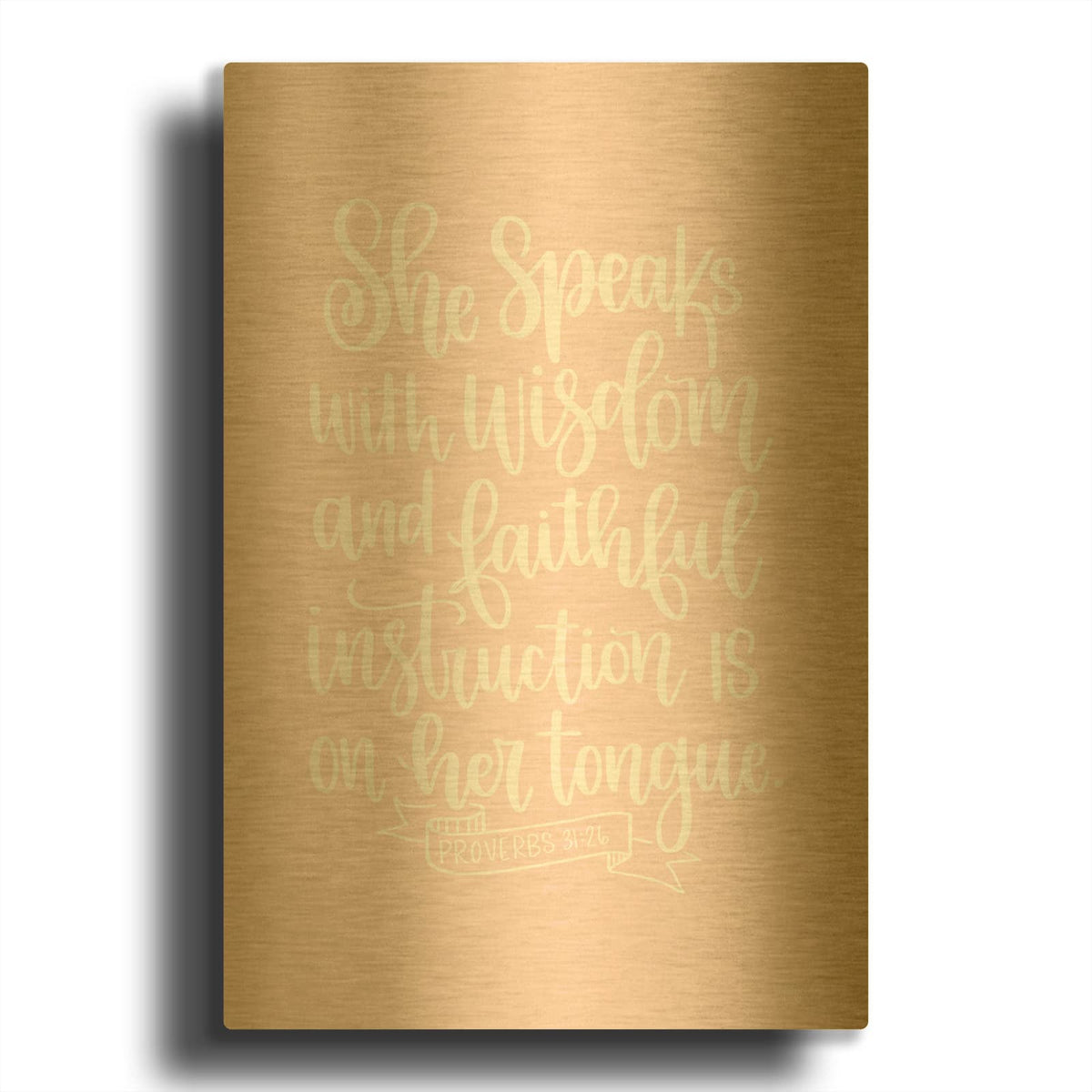 'She Speaks With Wisdom' By Imperfect Dust Gold Metal Wall Art