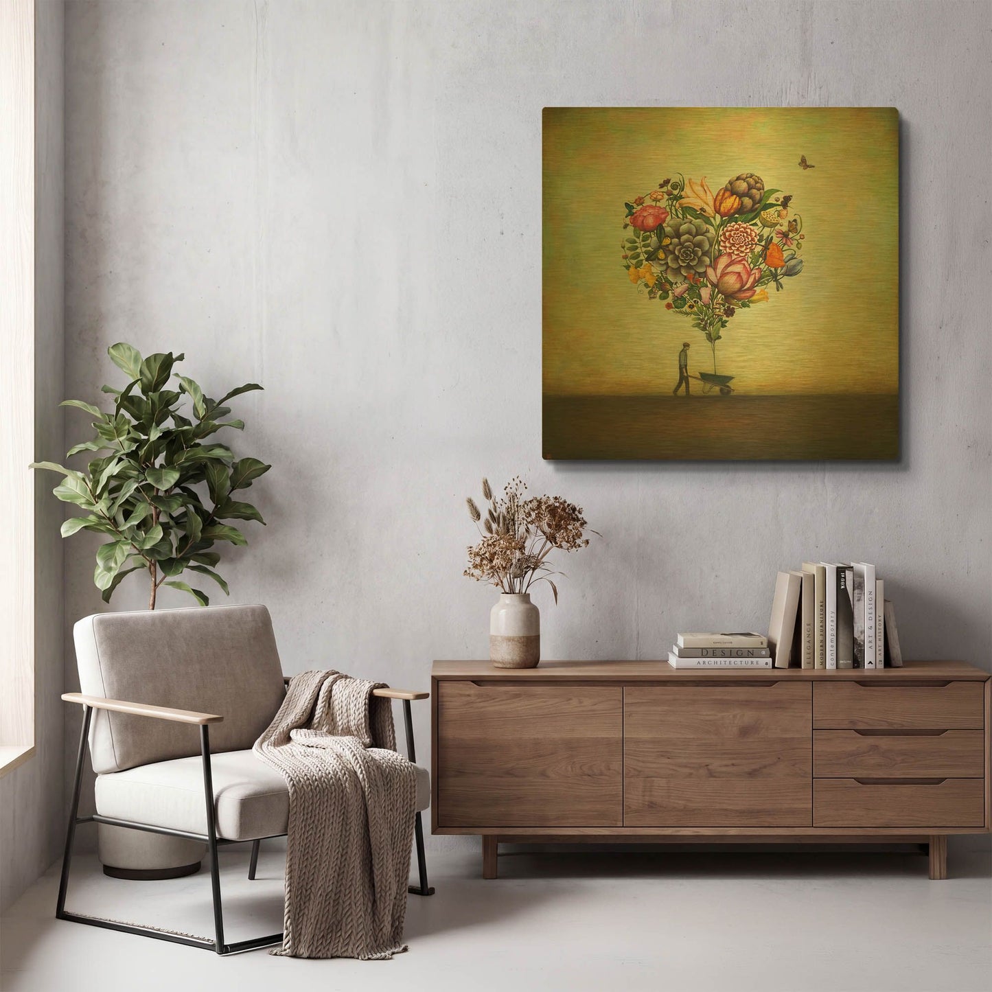 'Big Heart Botany' By Duy Huynh Gold Metal Wall Art