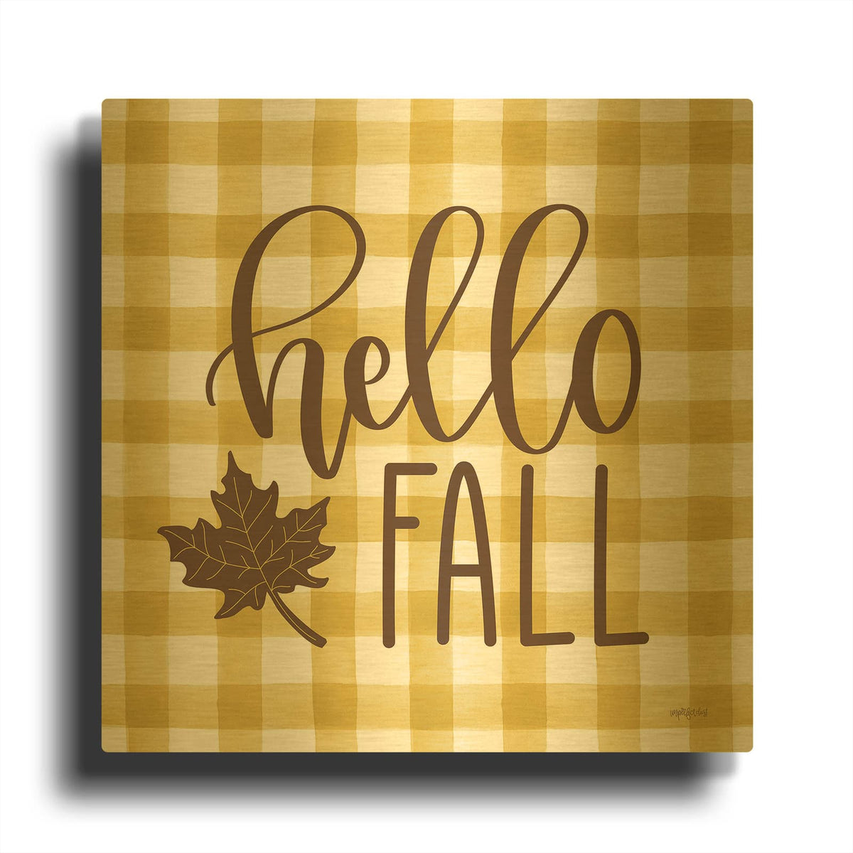 'Hello Fall' By Imperfect Dust Gold Metal Wall Art