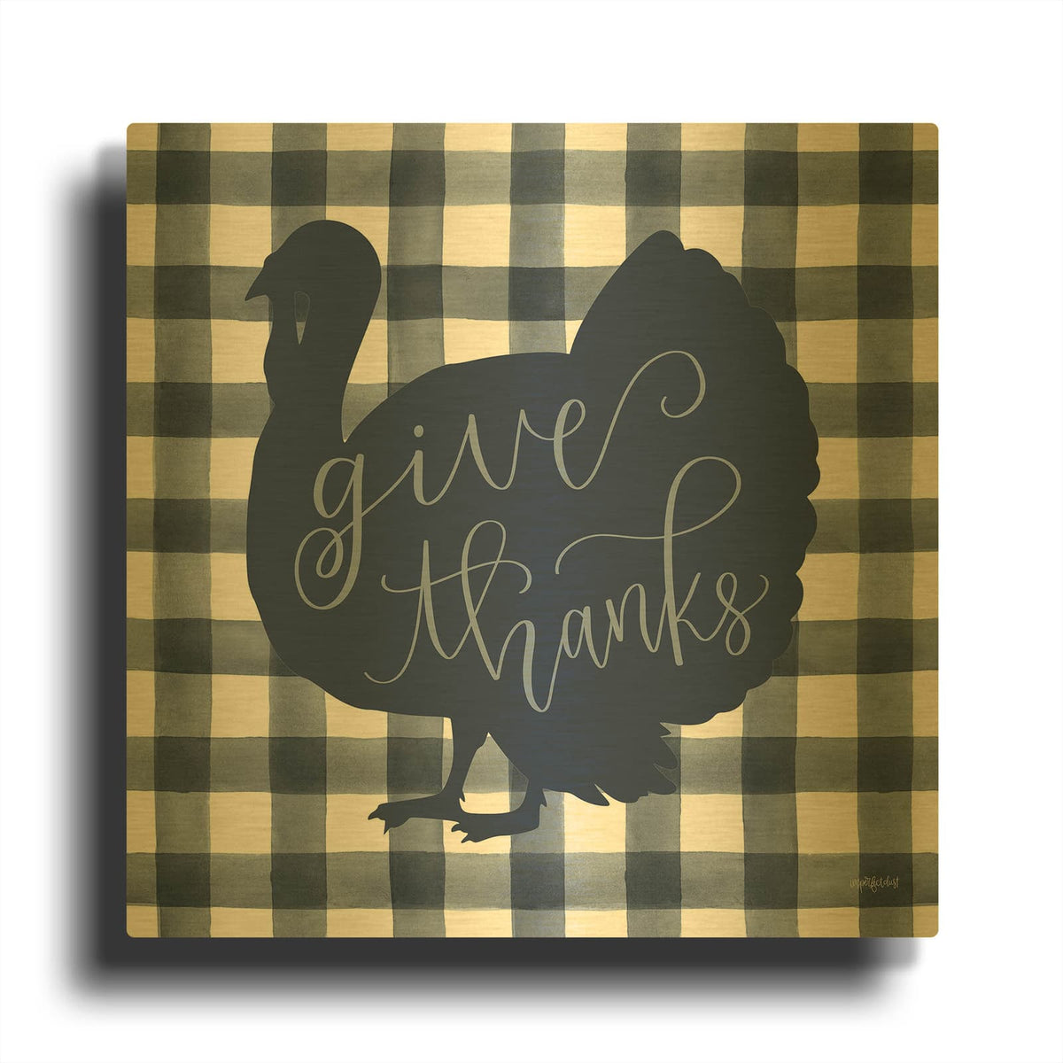 'Give Thanks Turkey' By Imperfect Dust Gold Metal Wall Art