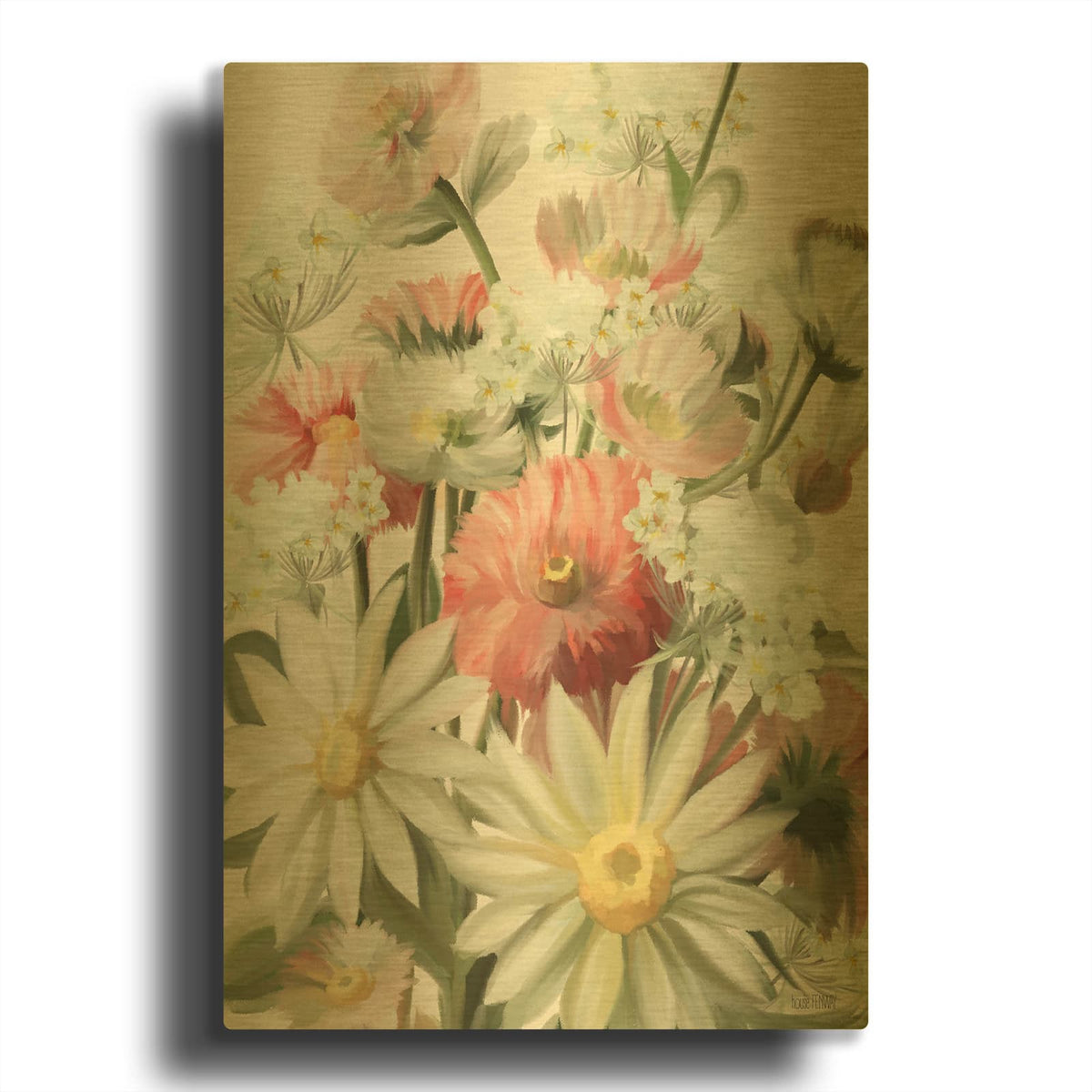 'Summer Wildflowers' By House Fenway Gold Metal Wall Art