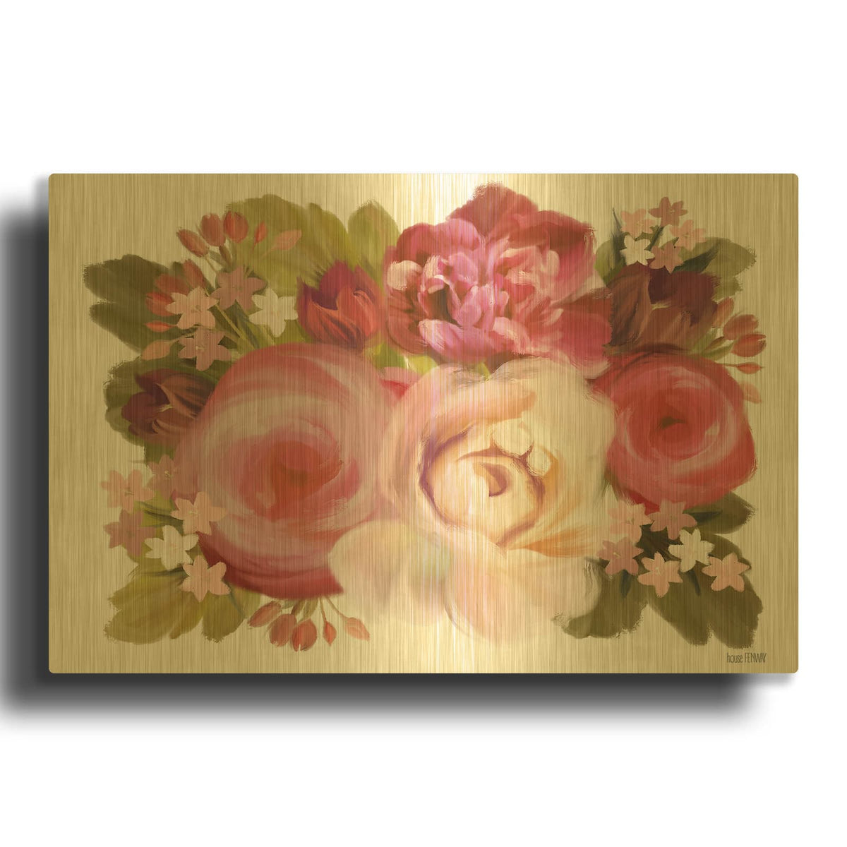 'Heartfelt Blossoms' By House Fenway Gold Metal Wall Art