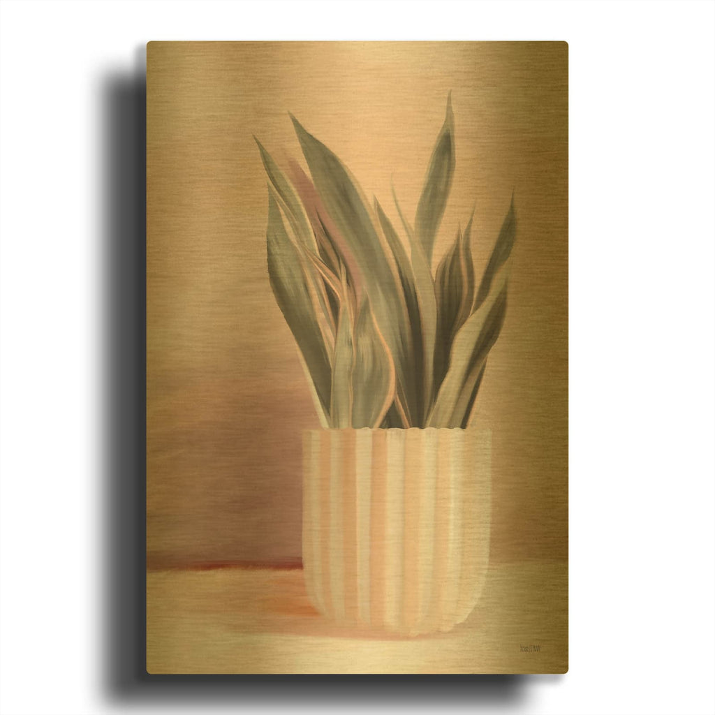 'Striped Bohemian Plant II' By House Fenway Gold Metal Wall Art
