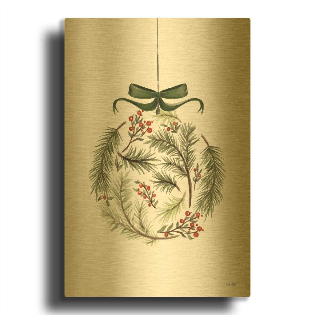 'Evergreen Ornament II' By House Fenway Gold Metal Wall Art