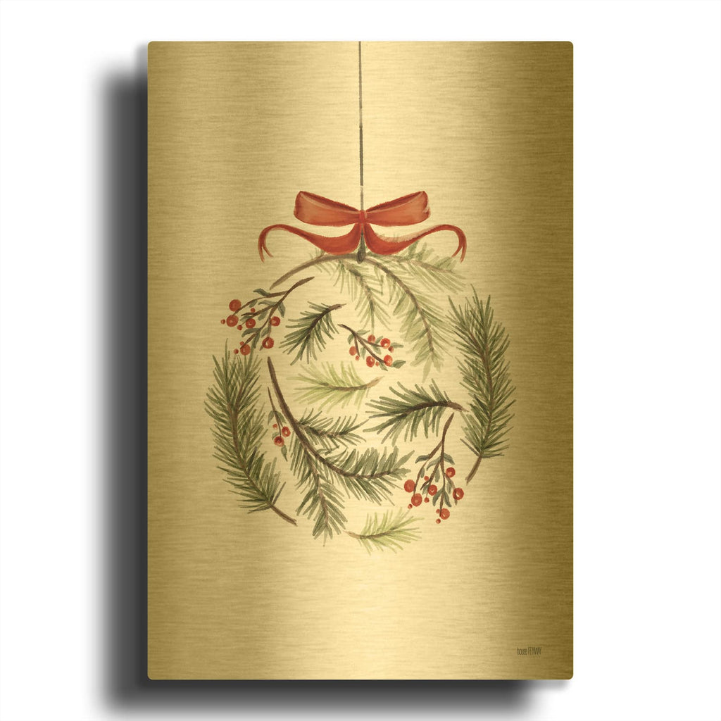 'Evergreen Ornament III' By House Fenway Gold Metal Wall Art