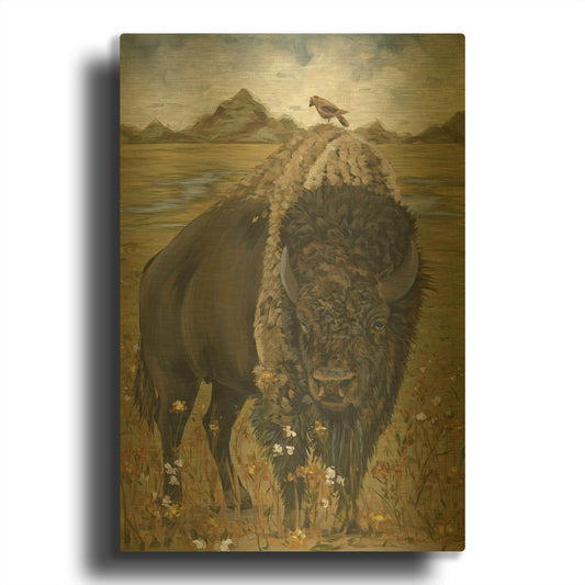 'Bison' By Hollihocks Art Gold Metal Wall Art