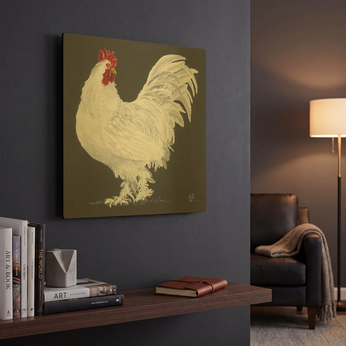 'Rooster' By Hollihocks Art Gold Metal Wall Art