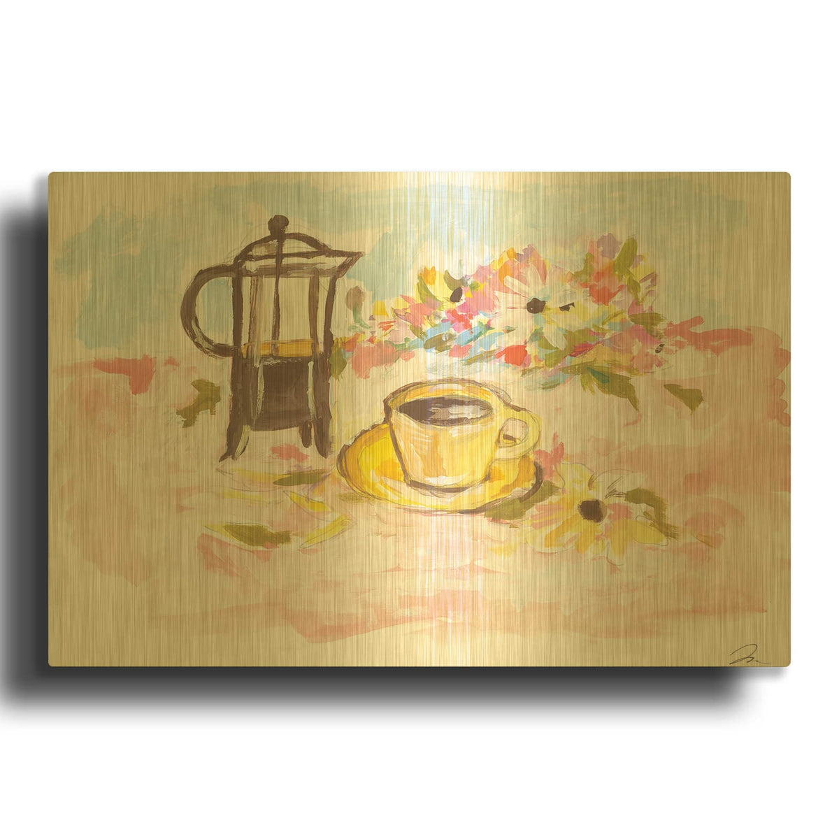 'A Good Morning For Coffee' By Jessica Mingo Gold Metal Wall Art