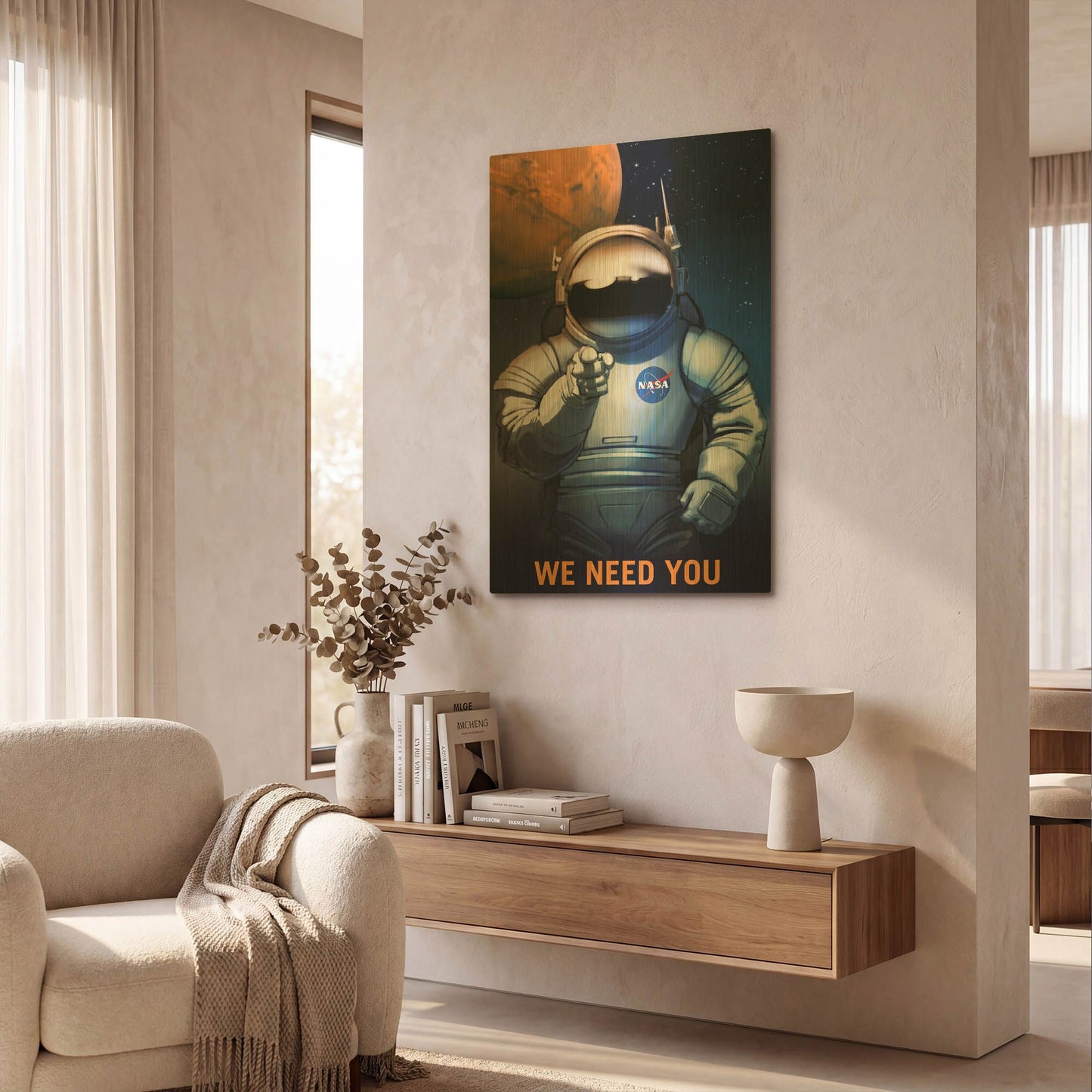 'P08 We Need You Nasa Recruitment Poster' By NASA Posters Gold Metal Wall Art