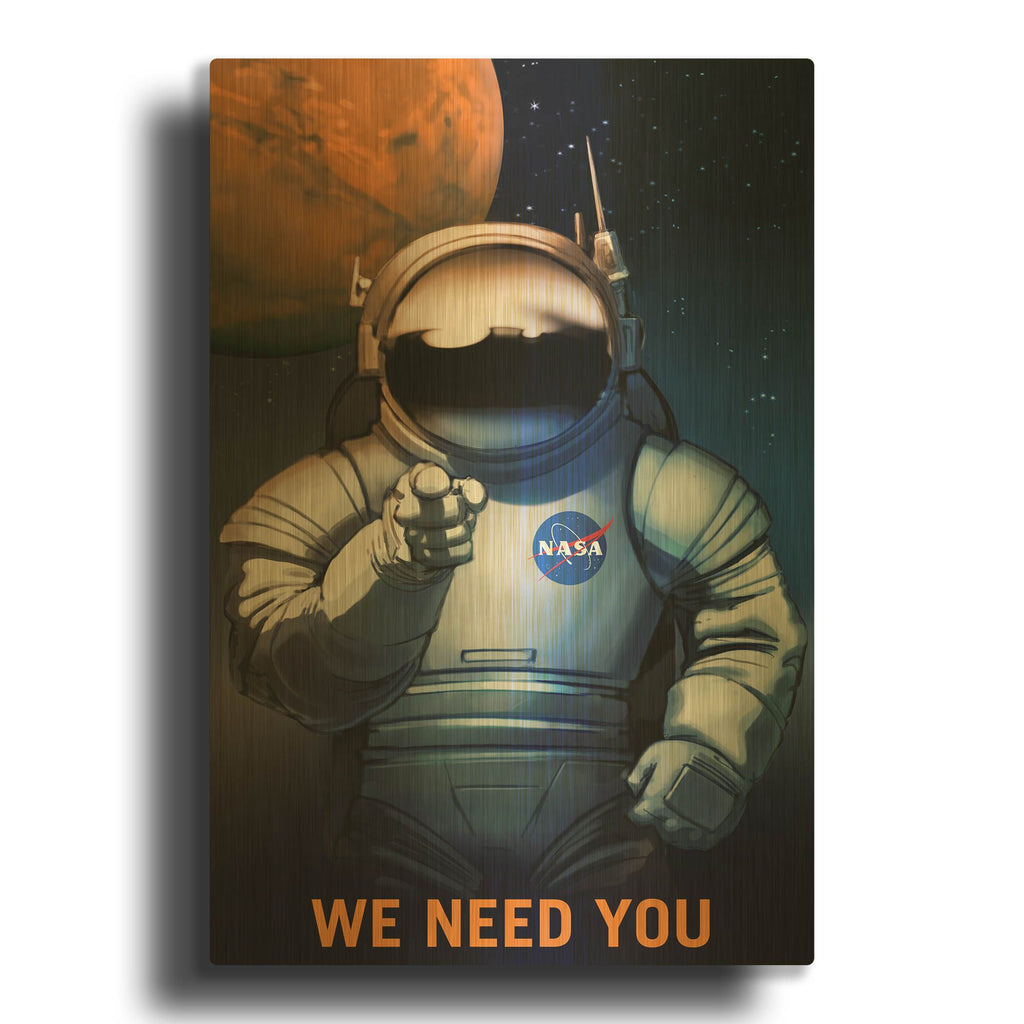 'P08 We Need You Nasa Recruitment Poster' By NASA Posters Gold Metal Wall Art