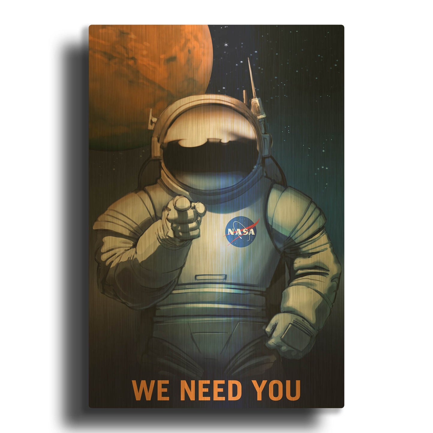 'P08 We Need You Nasa Recruitment Poster' By NASA Posters Gold Metal Wall Art
