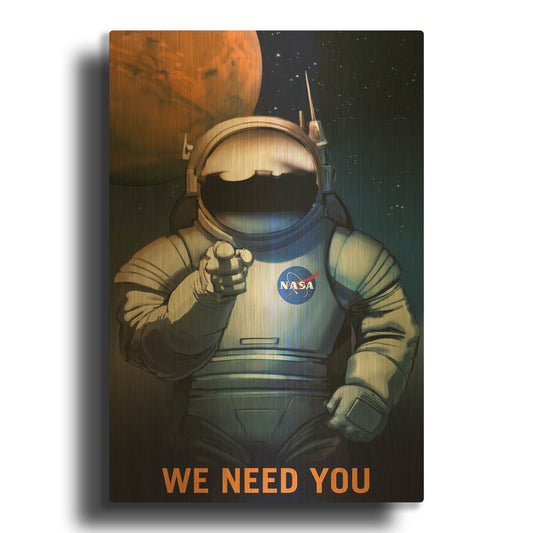 'P08 We Need You Nasa Recruitment Poster' By NASA Posters Gold Metal Wall Art