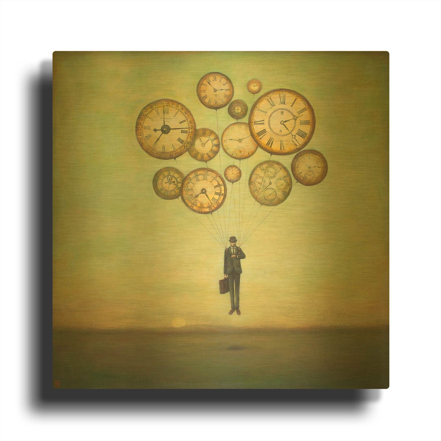 'Waiting for Time to Fly' By Duy Huynh Gold Metal Wall Art