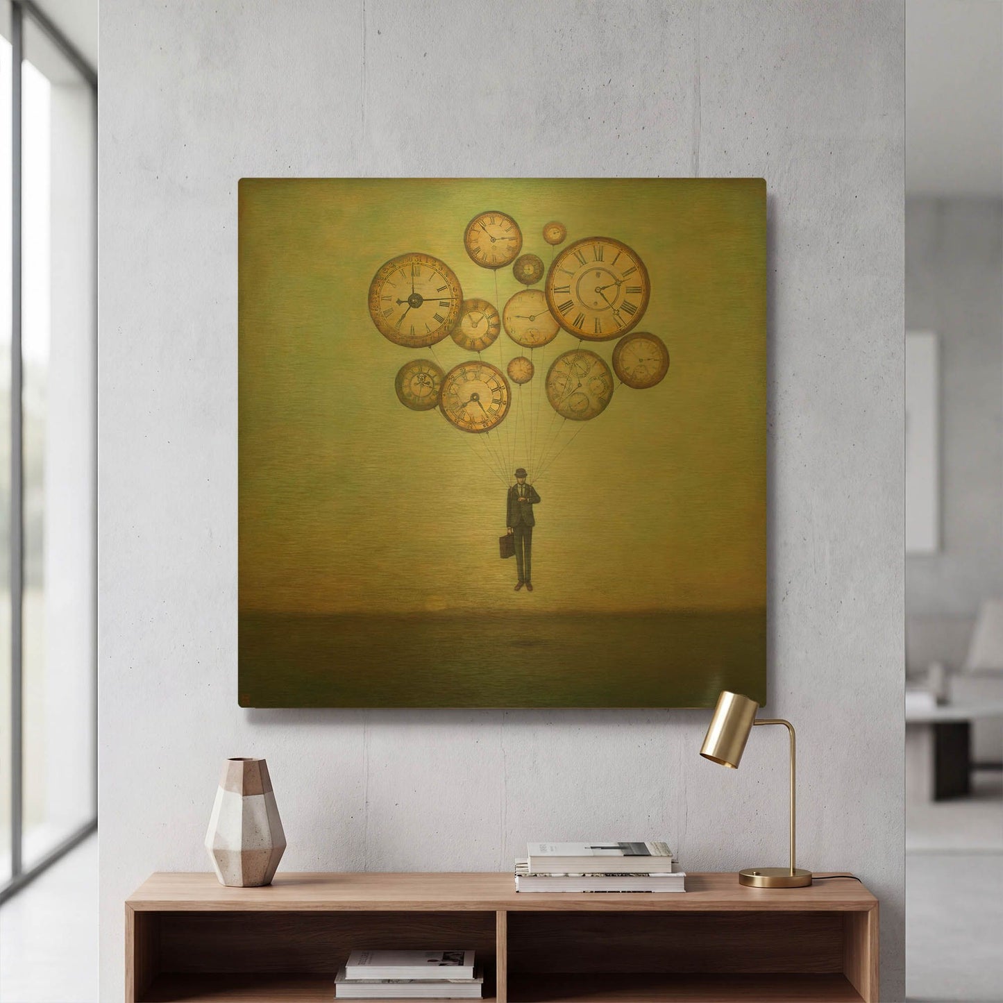 'Waiting for Time to Fly' By Duy Huynh Gold Metal Wall Art