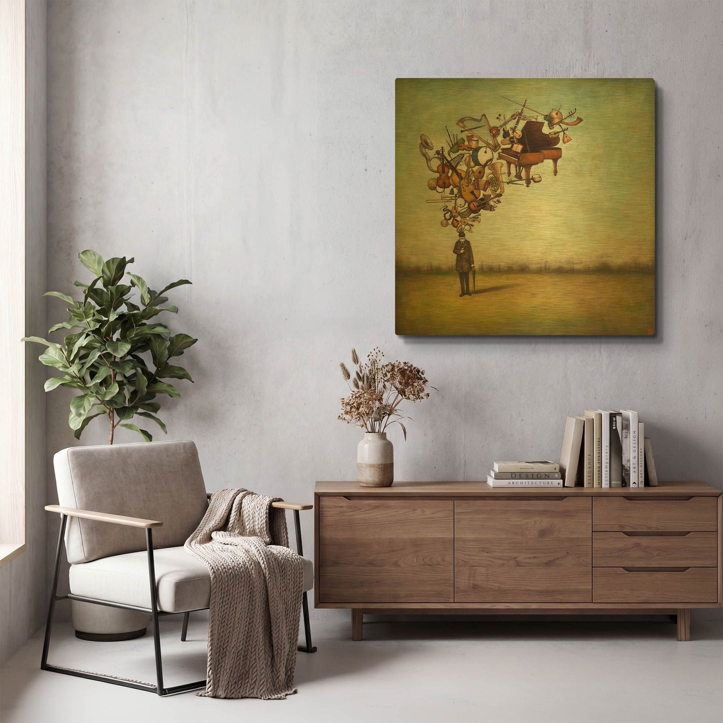 'Thanks for the Melodies' By Duy Huynh Gold Metal Wall Art