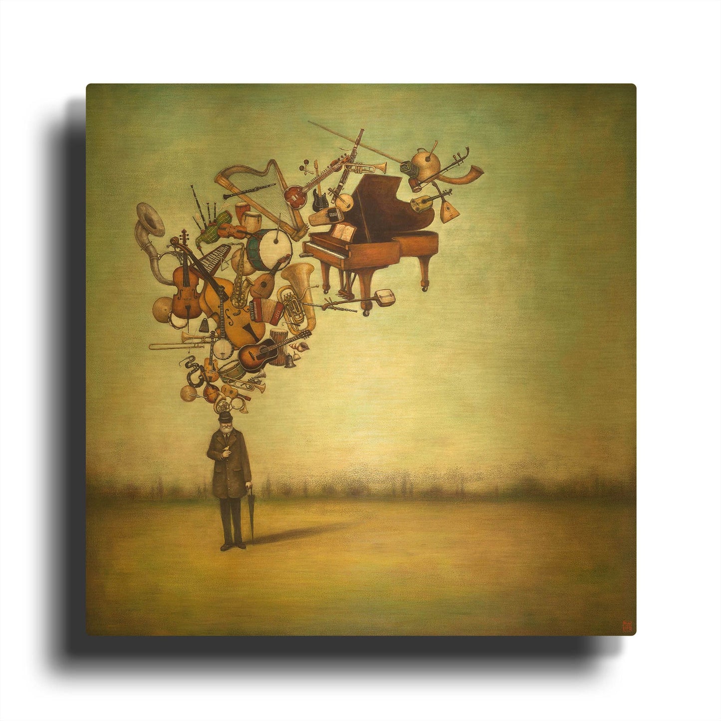 'Thanks for the Melodies' By Duy Huynh Gold Metal Wall Art
