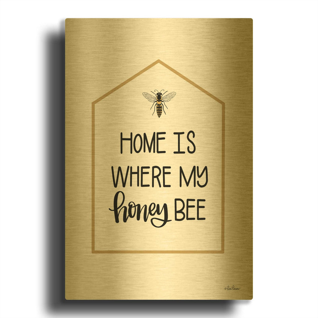 'Home Is Where My Honey Bee' By Lisa Larson Gold Metal Wall Art