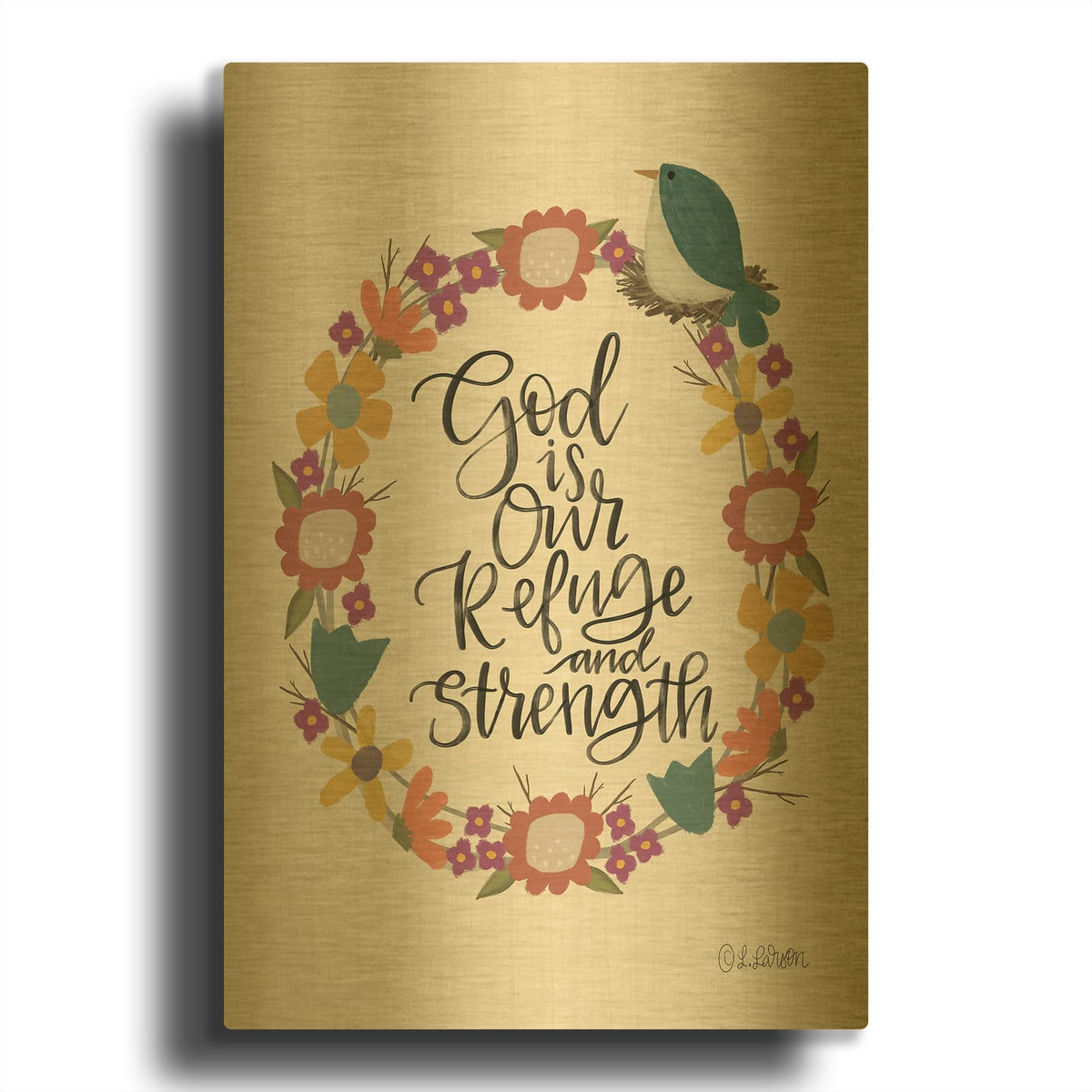 'God Is Our Refuge' By Lisa Larson Gold Metal Wall Art