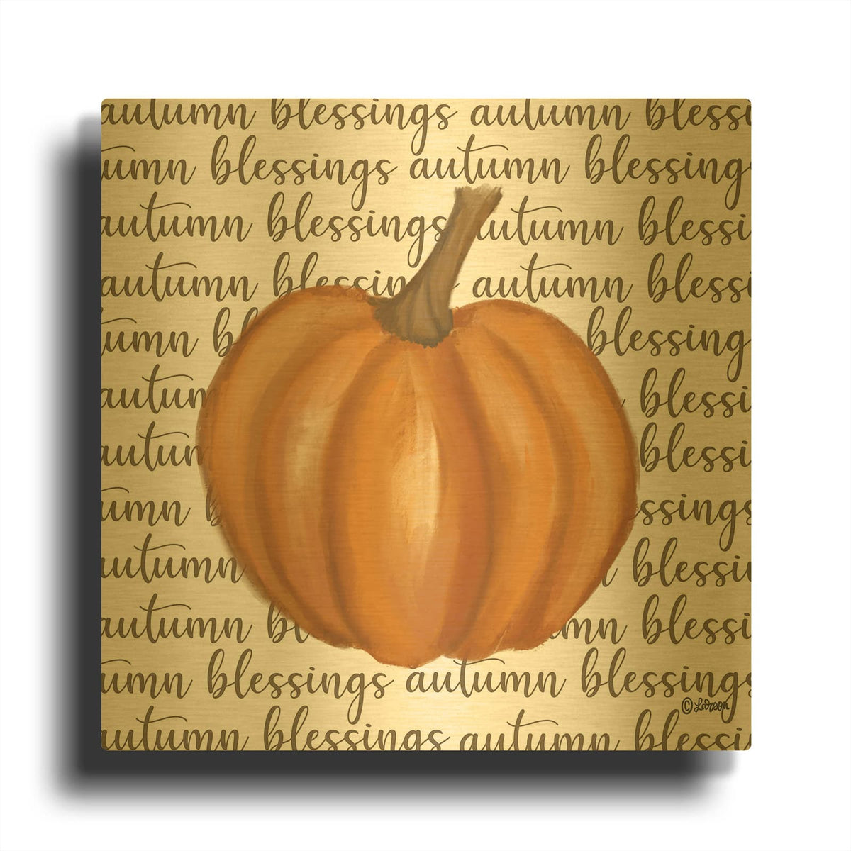 'Autumn Blessings' By Lisa Larson Gold Metal Wall Art