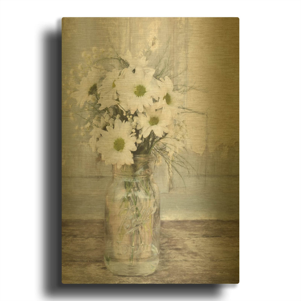'Farmhouse Floral I' By Lori Deiter Gold Metal Wall Art