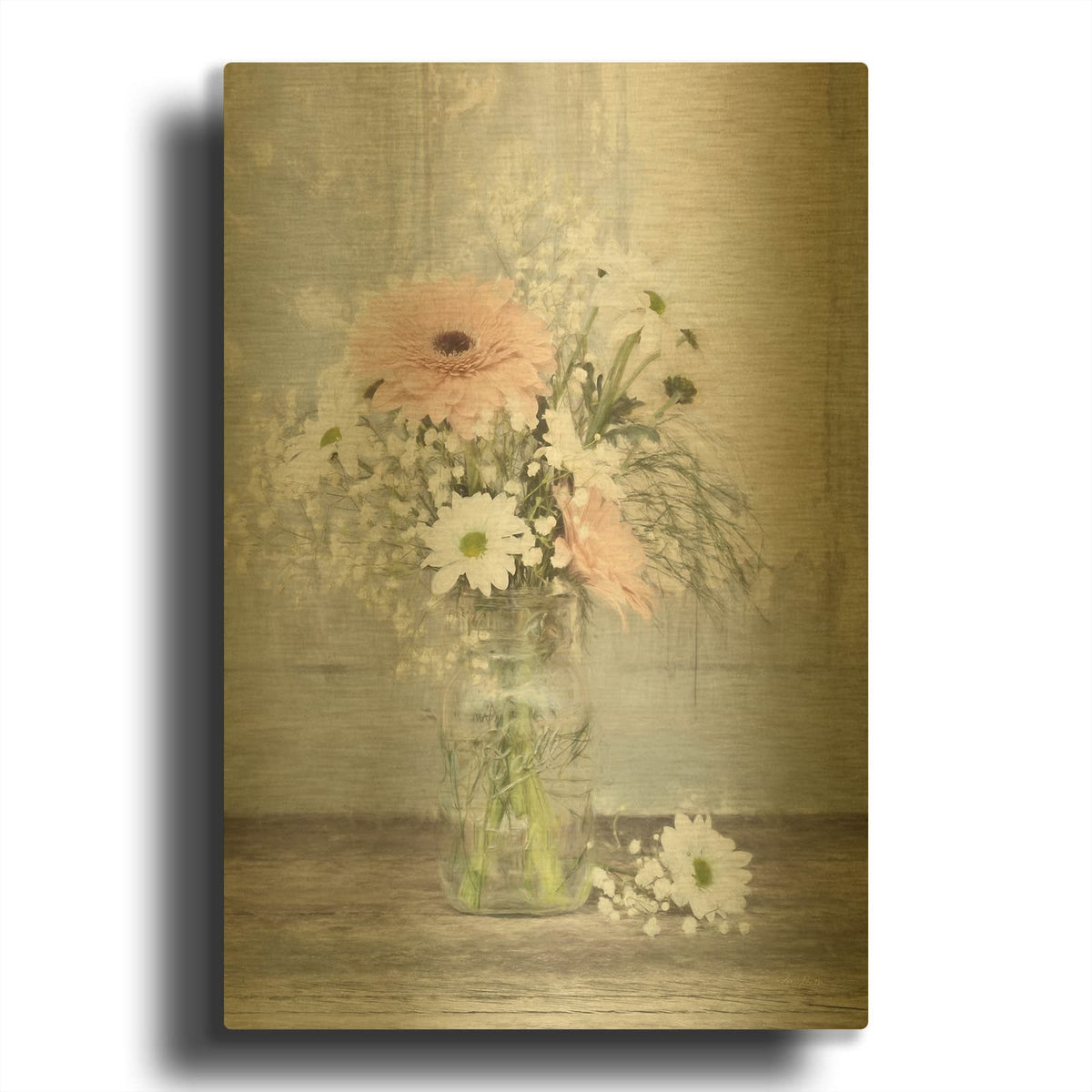 'Farmhouse Floral III' By Lori Deiter Gold Metal Wall Art