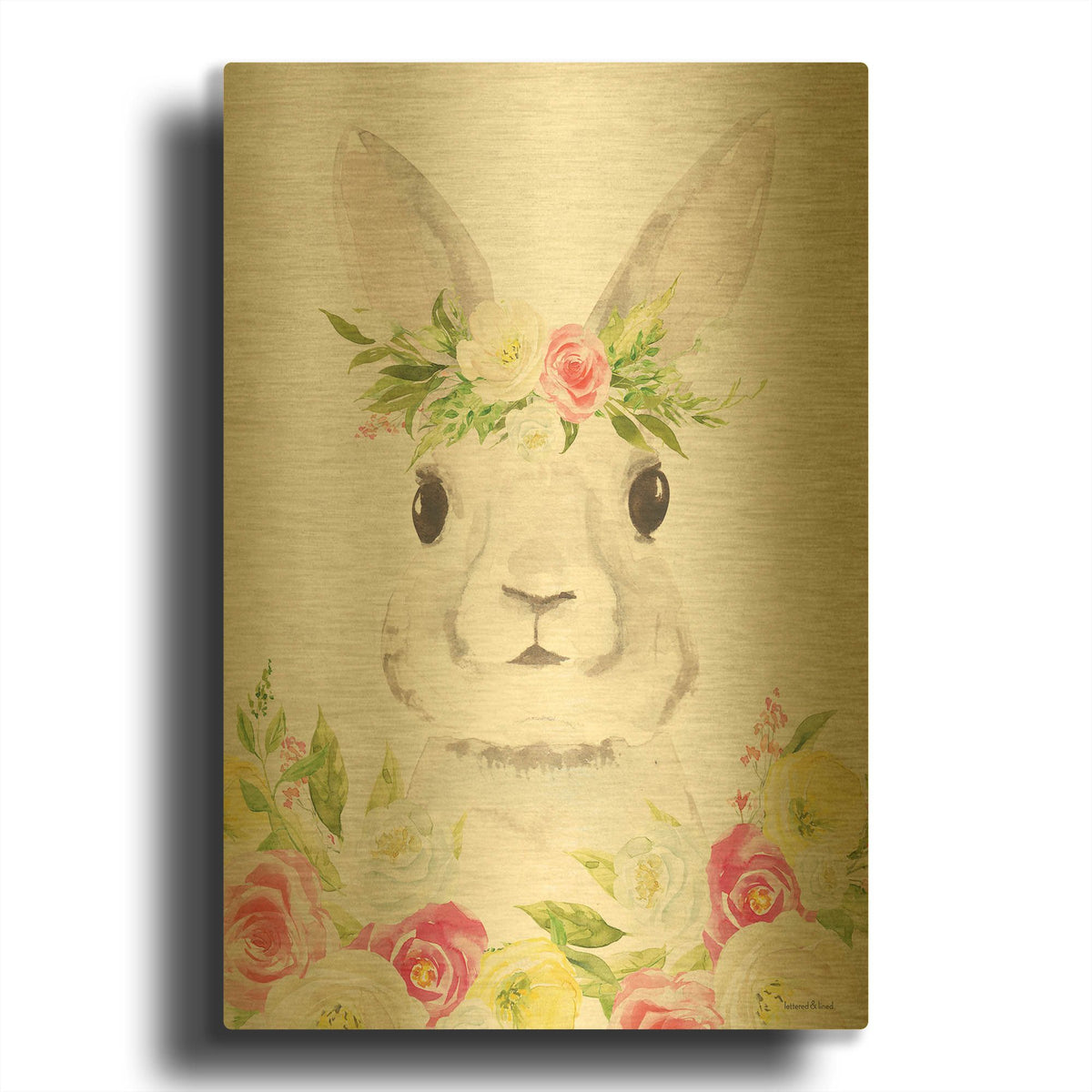 'Spring Bunny' By Lettered & Lined Gold Metal Wall Art