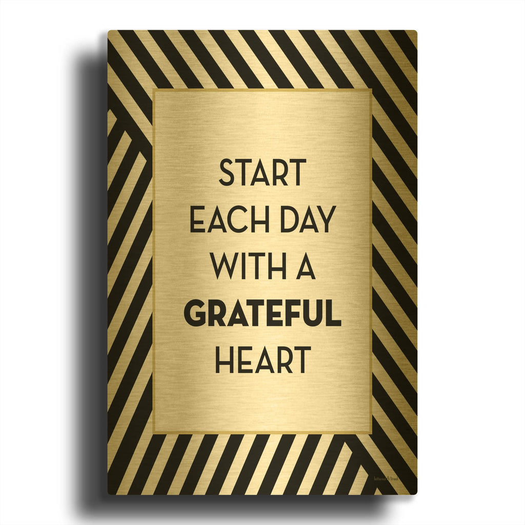 'Start Each Day' By Lettered & Lined Gold Metal Wall Art