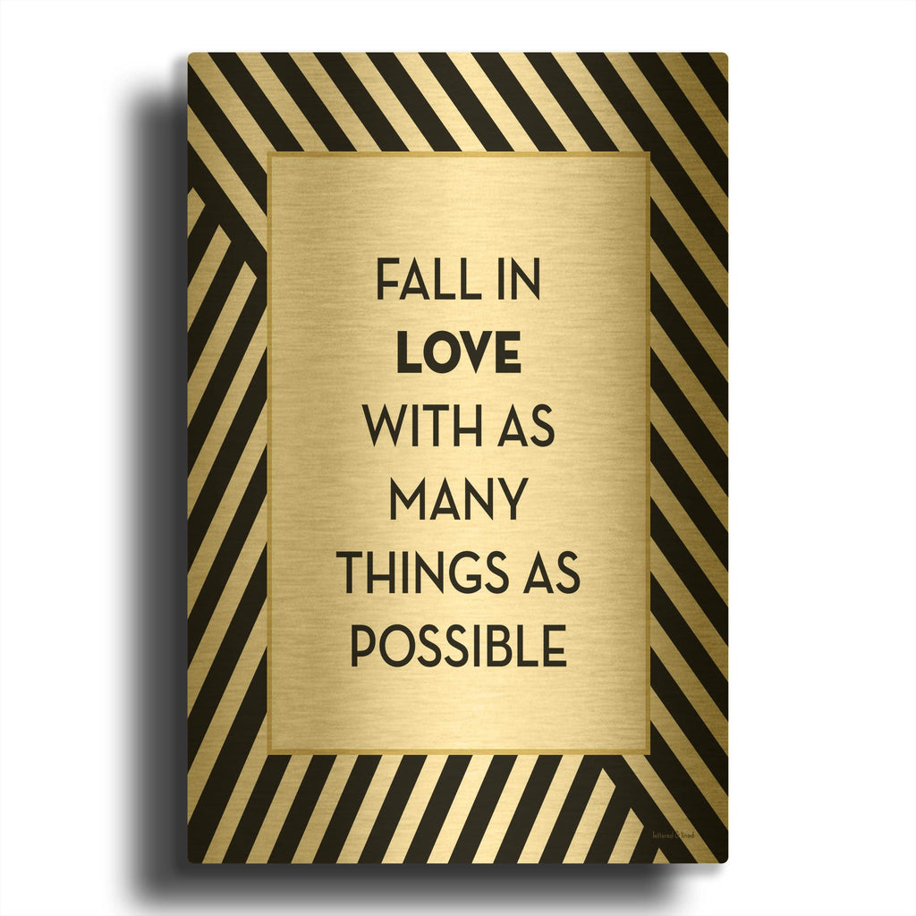 'Fall In Love' By Lettered & Lined Gold Metal Wall Art